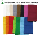 Random Pick Set of 6 100% Cotton Waffle Tea Towels - 50 x 70 cm - Front View