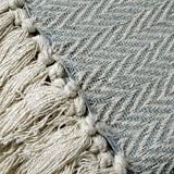Cotton Fringe Throw Rug Chevron Grey - Front View