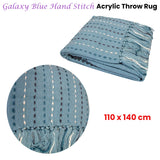 Galaxy Blue Hand Stitch Acrylic Throw Rug 110 x 140 cm - Front View