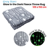 Glow-in-the-Dark Grey Starry Throw Rug 125x152 cm - Front View