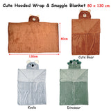 Hooded Wrap & Snuggle Animal Blanket Throw Rug Dinosaur - Front View