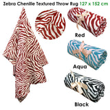 Zebra Chenille Textured Throw Rug Aqua - Front View