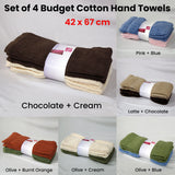 Set of 4 Budget Cotton Hand Towels 42 x 67 cm Olive Cream - Front View