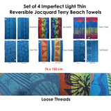 Set of 4 Imperfect Jacquard Terry Beach Towels Butterfly - Side View