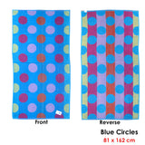 Jacquard Velour Reversible Beach Towel Blue Circles - Front View