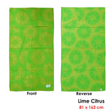 Jacquard Velour Reversible Beach Towel Lime Cirtus - Front View