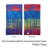 Set of 4 Imperfect Jacquard Terry Beach Towels Palm Tree - Front View