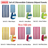 Set of 2 Reversible Cabana Striped Towels Yellow/Orange - Front View