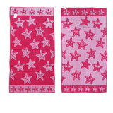 Jacquard Velour Reversible Beach Towel Hot Pink Stars