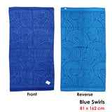 Jacquard Velour Reversible Beach Towel Blue Swirls - Front View