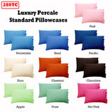 Elegant Ecru 280TC Luxury Percale Standard Pillowcases Set of 2 - Front View