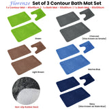 Florenz Set of 3 Contour Bath Mat Set Charcoal (Also Known as Smoke) - Front View