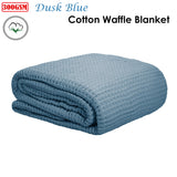 Cotton Waffle Blanket Dusk Blue Single - Front View