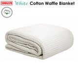 Cotton Waffle Blanket White Queen - Front View