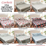 Hotel Living 3 Pce Light Weight Comforter Set Queen/King Corbett Tropical Leaves - Side View