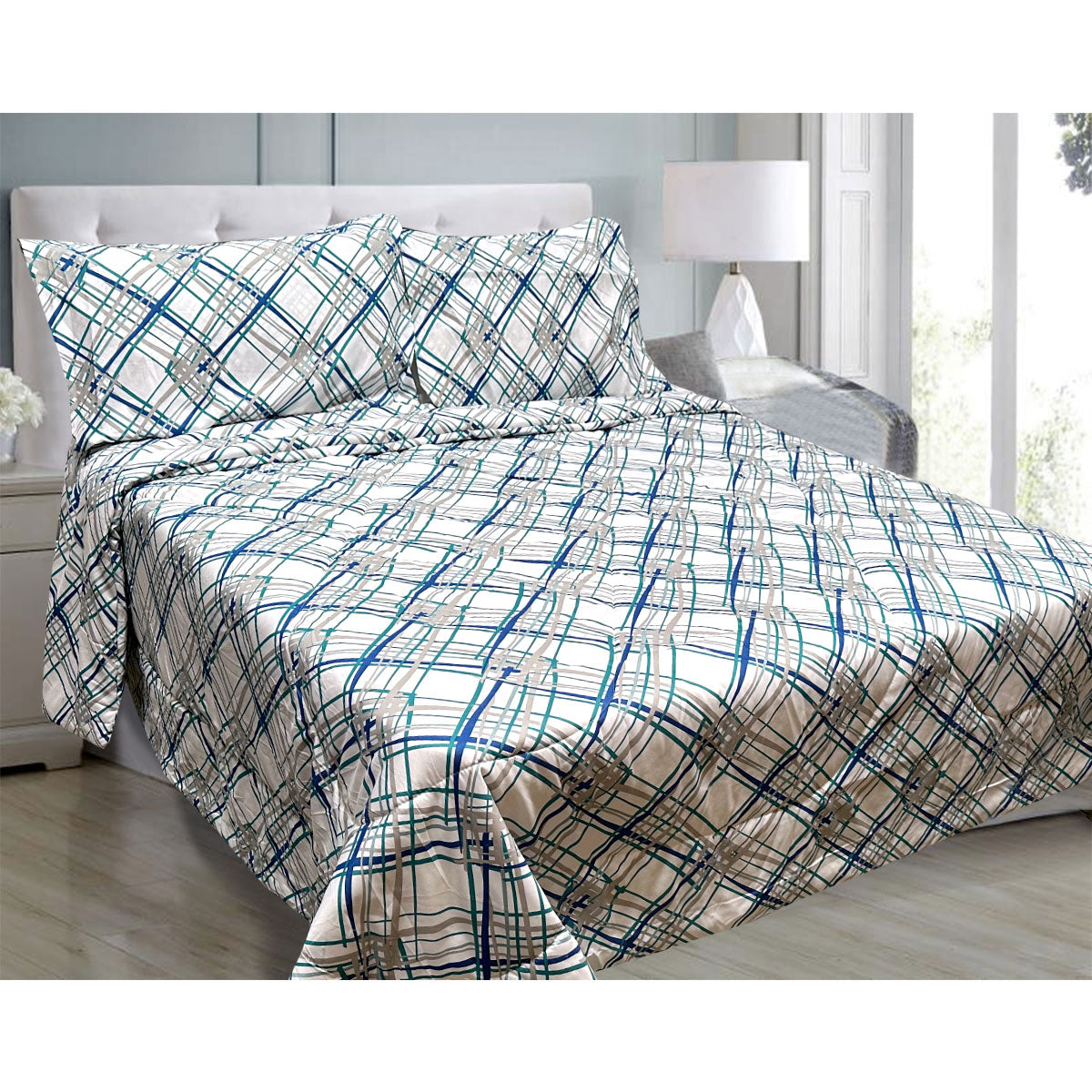 Hotel Living Oscar Crisscross 3-Piece Lightweight Microfiber Comforter Set for Queen/King