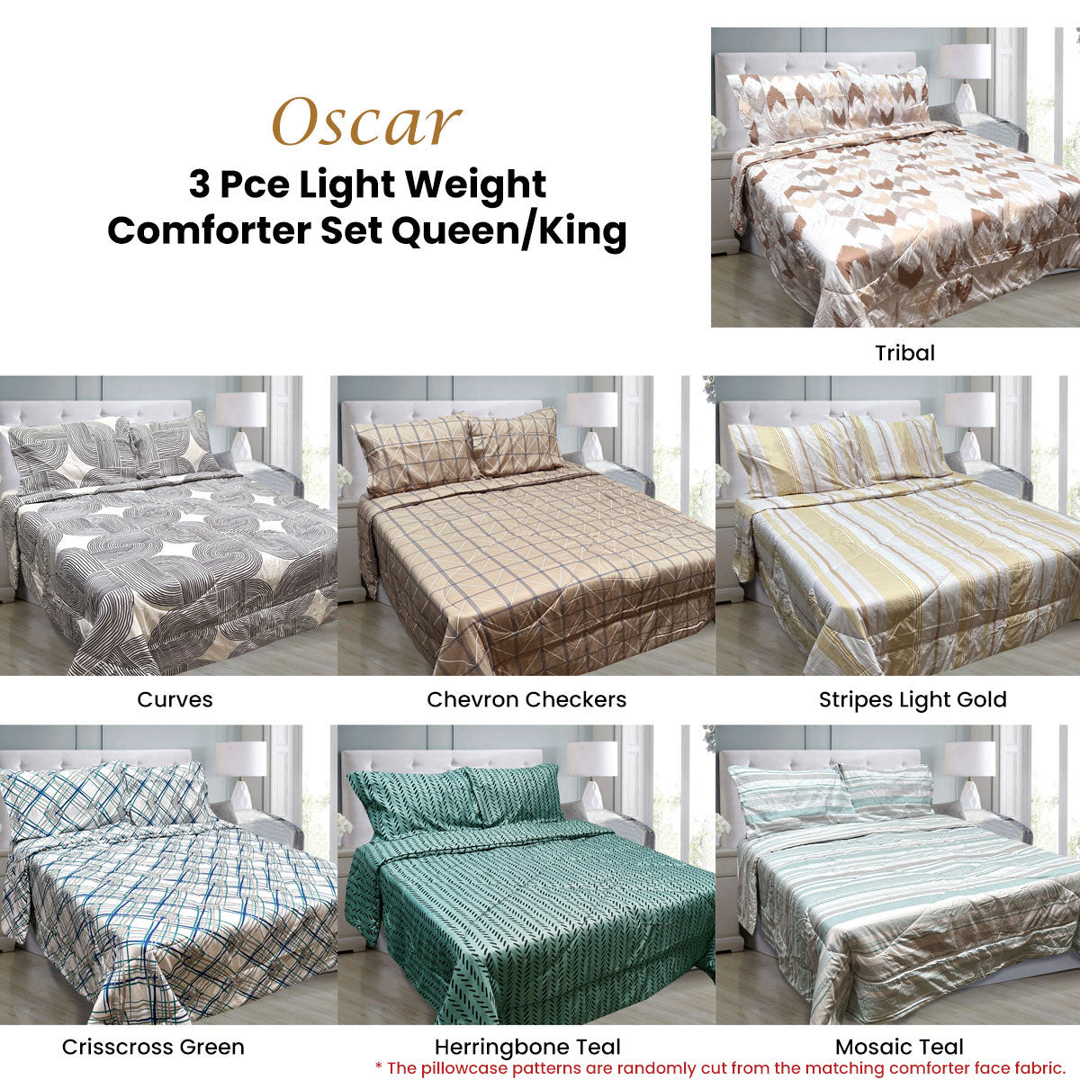 Hotel Living Oscar Crisscross 3-Piece Lightweight Microfiber Comforter Set for Queen/King