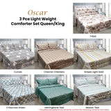 Hotel Living Oscar Curves 3-Piece Lightweight Comforter Set for Queen/King Size