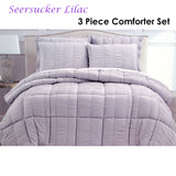 Hotel Living 3 Piece Seersucker Comforter Set King Lilac - Front View