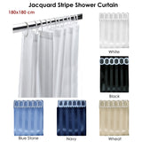 Jacquard Stripe Shower Curtain Black - Front View