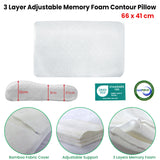 Hotel Living Adjustable 3-Layer Memory Foam Contour Pillow 41x66cm - Front View