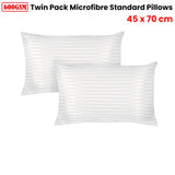 600GSM Twin Pack Microfibre Standard Pillows 45 x 70 cm - Front View