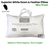 70% Feather 30% Down Superior Medium Standard Pillow 48 x 73 cm - Front View