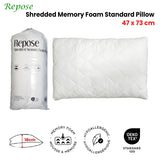 Repose Shredded Memory Foam Standard Pillow 47x73cm - Front View