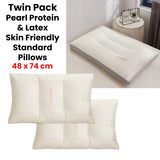 Twin Pack Pearl Protein & Latex Skin Friendly Standard Pillows 48 x 74 cm - Front View