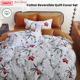 300TC Boronia Silver Reversible Cotton Quilt Cover Set Queen - Front View