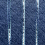 300TC Brian Navy Striped Reversible Cotton Quilt Cover Set Queen
