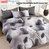 300TC Heidi Grey Reversible Cotton Quilt Cover Set Queen - Front View