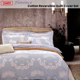 250TC Florence Cotton Reversible Quilt Cover Set Queen - Front View