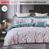 400TC Cotton Sateen Quilt Cover Set Grace Queen - Front View