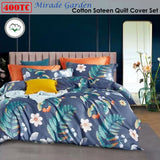 400TC Cotton Sateen Quilt Cover Set Mirade Garden Queen - Front View
