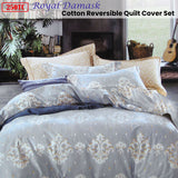 250TC Royal Damask Cotton Quilt Cover Set Queen - Front View