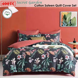 400TC Cotton Sateen Quilt Cover Set Secret Garden Queen - Front View