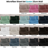 Art Terrace Microfiber Sheet Set Queen 33cm Wall Grey - Front View
