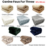 Canine Faux Fur Throw Rug 127 x 152 cm White Chihuahua - Front View