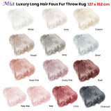 Mia Luxury Long Hair Faux Fur Throw Rug 127 x 152 cm White - Front View