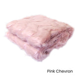 Riley Modern Pattern Faux Fur Throw Rug 127 x 152 cm Pink Chevron