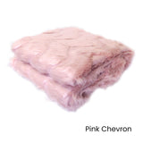 Riley Modern Pattern Faux Fur Throw Rug 127 x 152 cm Pink Chevron - Front View