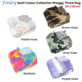 Finley Multi Colour Collection Shaggy Throw Rug 127 x 152cm Pastel Hues - Side View