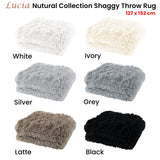 Lucia Nutural Collection Shaggy Throw Rug 127 x 152cm Grey - Front View