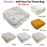 Meadow Soft Faux Fur Throw Rug 127 x 152 cm Arctic Fox - Front View