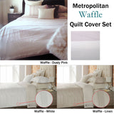 Metropolitan Waffle Quilt Cover Set Pink - KING - Front View