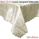 Rose Ecru Luxury Jacquard Tablecloth 150 x 270 cm - Front View