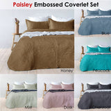Bambury Paisley Embossed Peacock Coverlet Set Queen/King - Front View