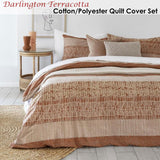 Bambury Darlington Terracotta Cotton Polyester Quilt Cover Set Queen - Front View