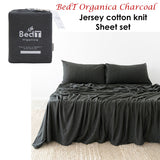 BedT Organica Jersey Cotton-Blend Sheet Set Charcoal Queen - Front View